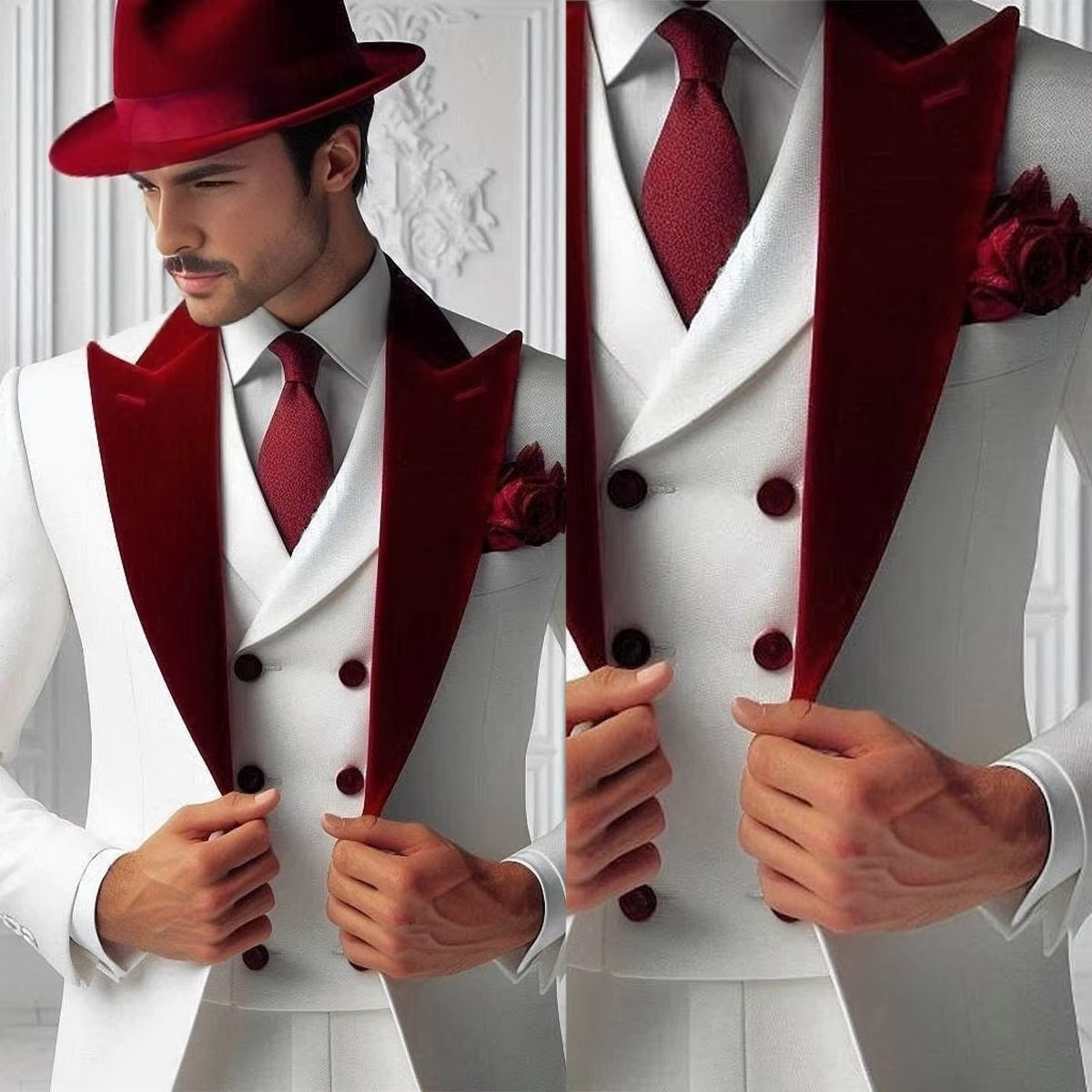 Men'S Formal Wear For Graduation - Formal Man Tuxedos Velvet Collar Jacket