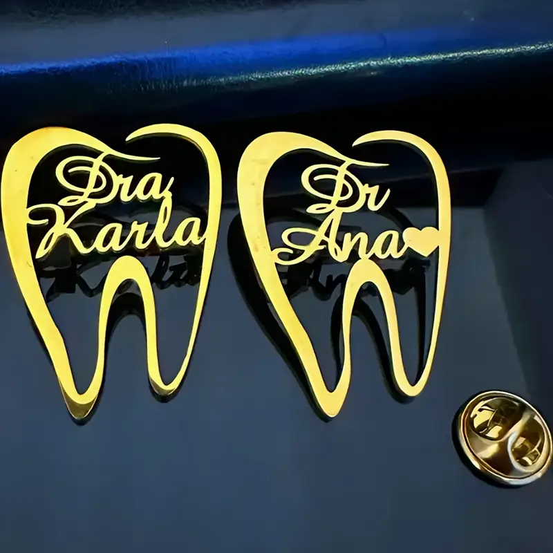 Tuxedo Lapel Pin - 1PC Customized Teeth Dentist Name Brooch