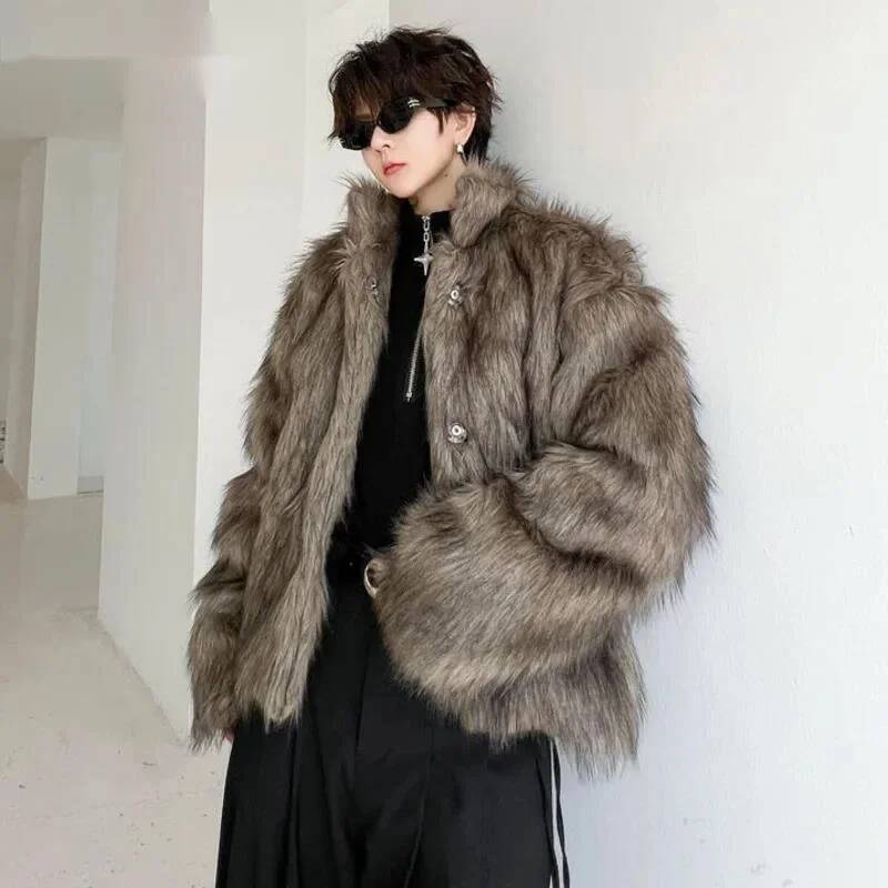 Men Formal Wear Coat - Korean Style Men's Faux Fur Jackets