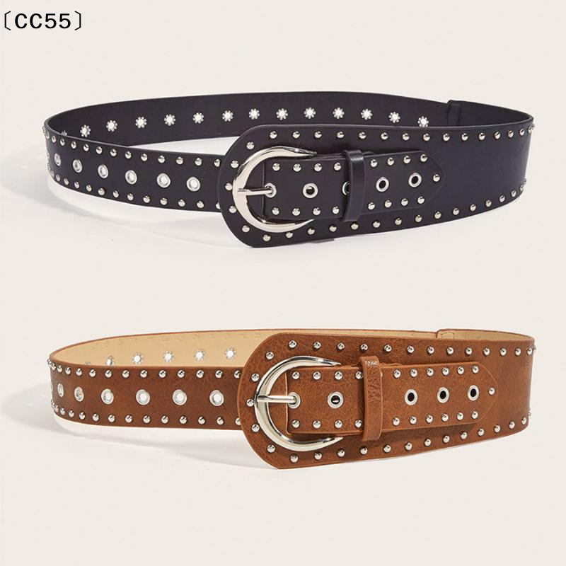 Men'S Formal Wear Belt - Black Brown Retro Vintage Rivet Belt