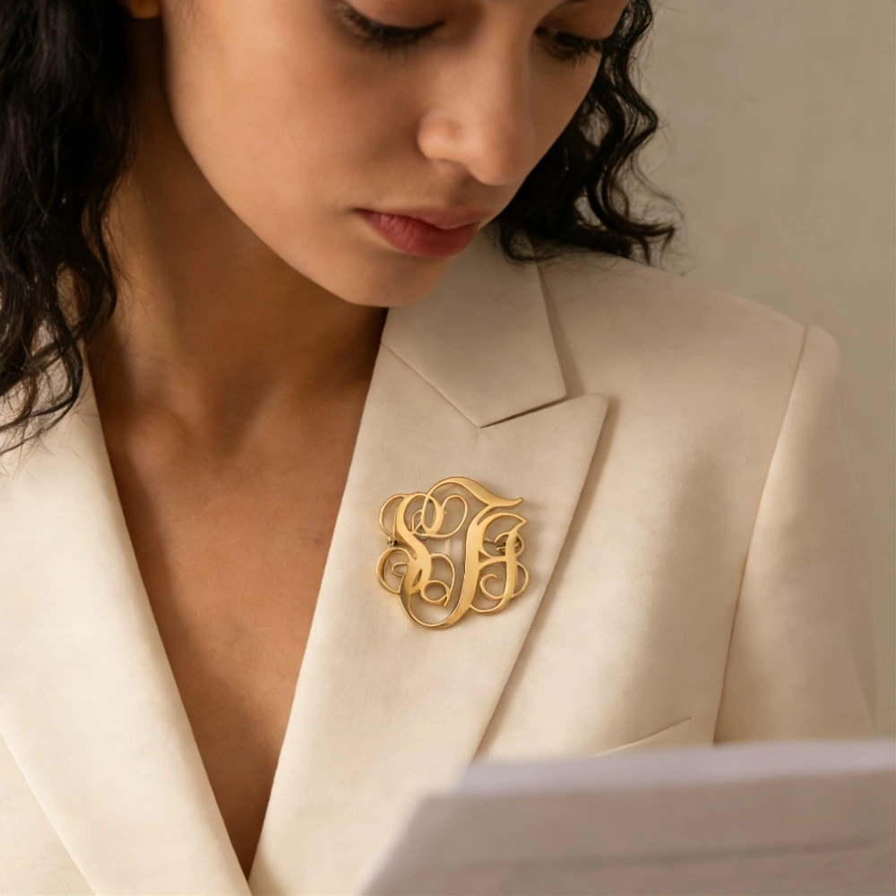 Custom Cursive Monogram Brooch – обзор и цена Tuxedo Lapel Pin