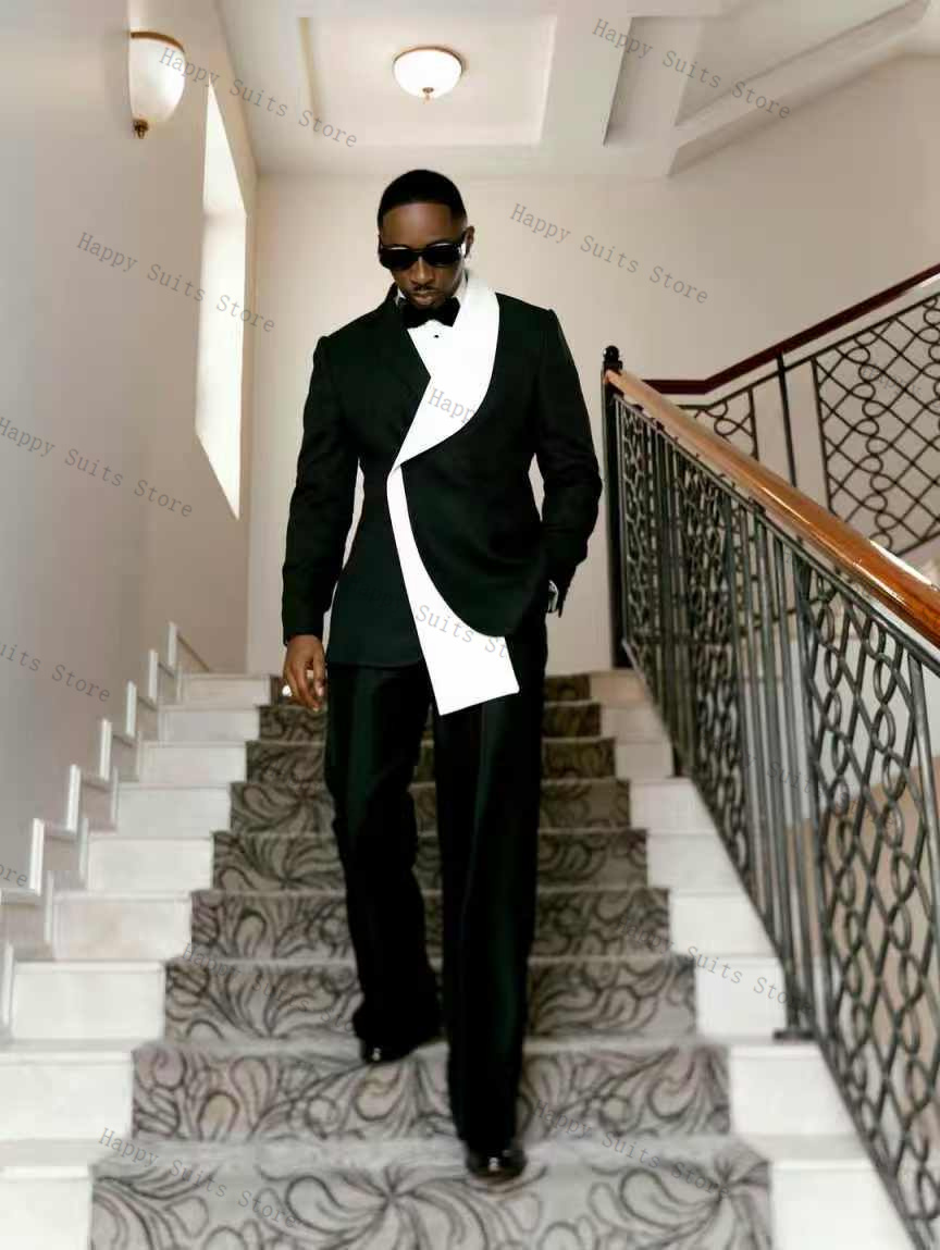 Black White Men Suit Set 2 Pcs – обзор и цена Formal Wear Jersey For Men