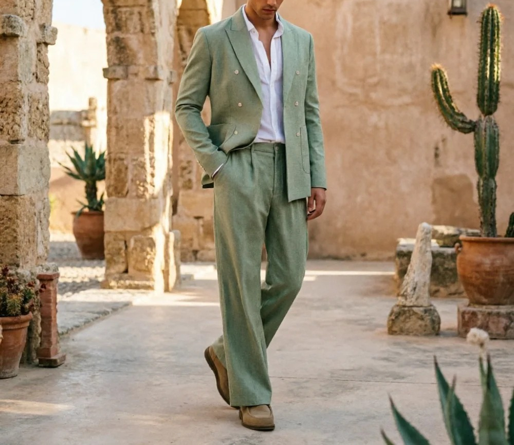 Sage Green Linen Men Suits Rel – обзор и цена Men Formal Wear Wedding Guest