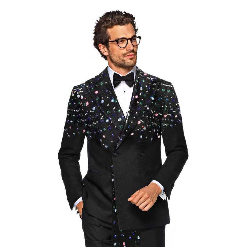 Black Men Suit Set 2 Pieces Cr – обзор и цена Formal Wear Jersey For Men