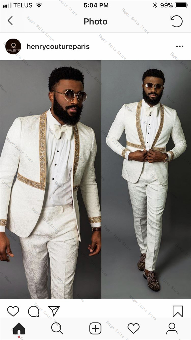 White Autumn Men Suit Set 2 Pi – обзор и цена Formal Wear Jersey For Men