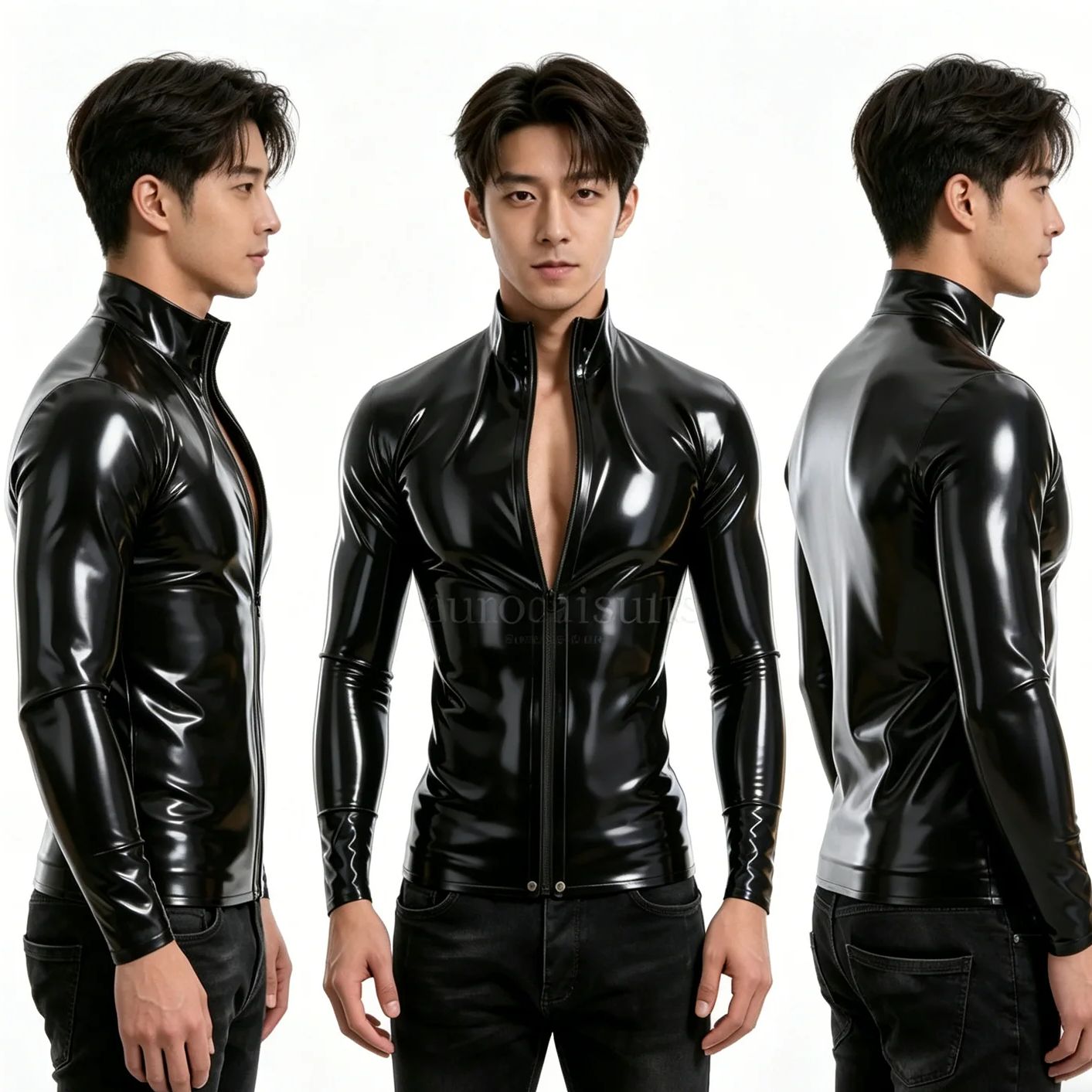 Men's Black Long Sleeve Latex  – обзор и цена Men Formal Wear Coat