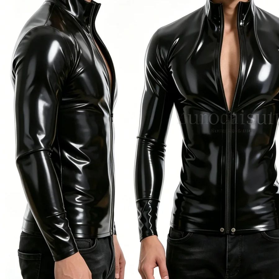 Men's Black Long Sleeve Latex  – обзор и цена Men Formal Wear Coat
