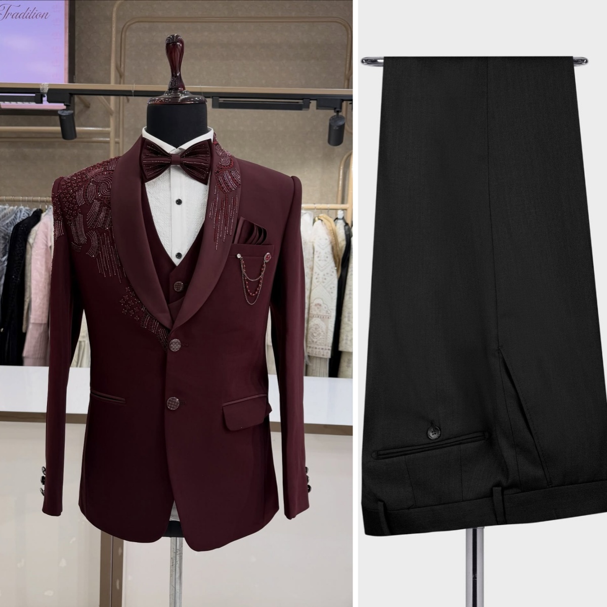 3 Pieces Groom Wedding Tuxedos – обзор и цена Men Formal Wear Red