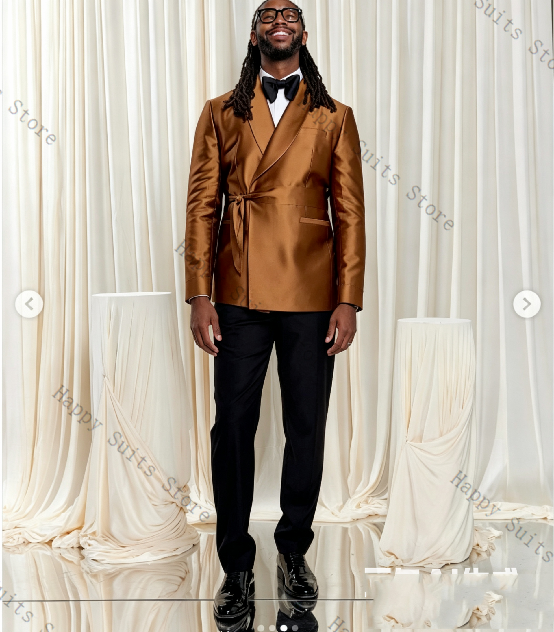 Brown Satin Men Suit Set 2 Pcs – обзор и цена Formal Wear Jersey For Men
