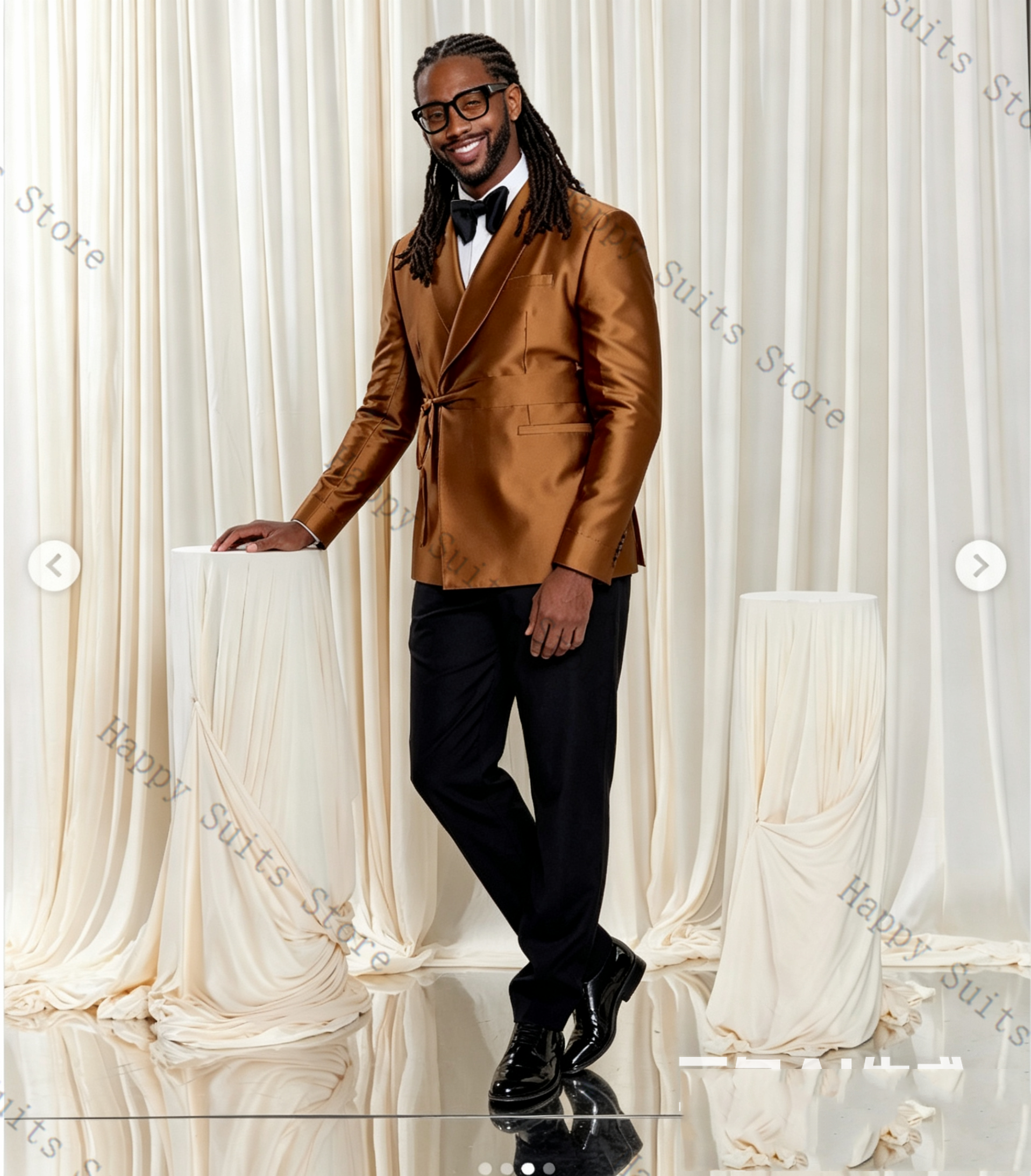 Brown Satin Men Suit Set 2 Pcs – обзор и цена Formal Wear Jersey For Men