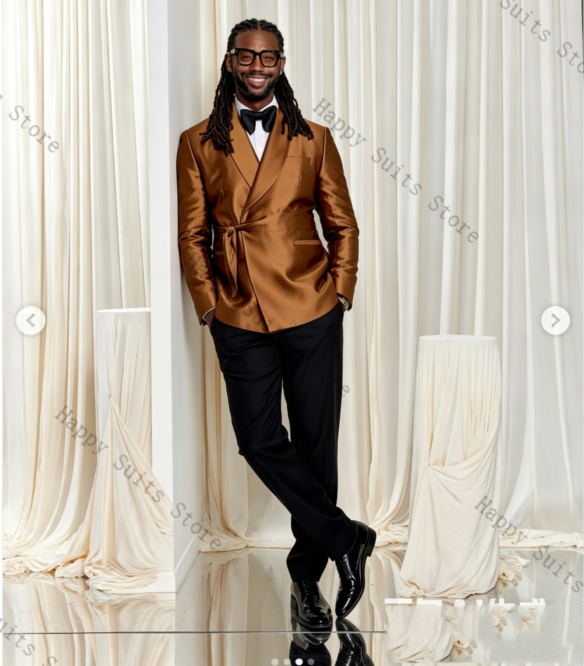Brown Satin Men Suit Set 2 Pcs – обзор и цена Formal Wear Jersey For Men