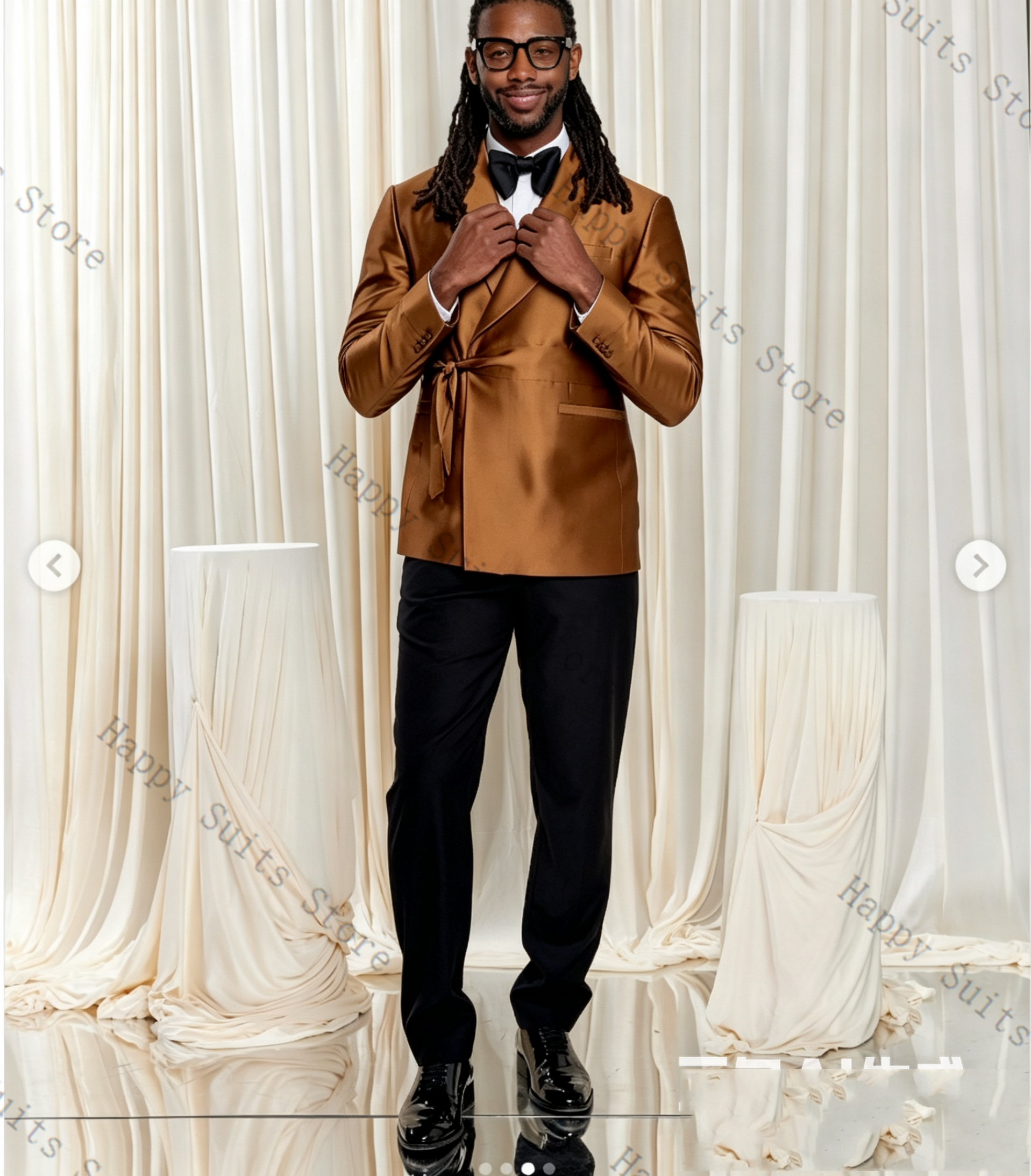 Brown Satin Men Suit Set 2 Pcs – обзор и цена Formal Wear Jersey For Men