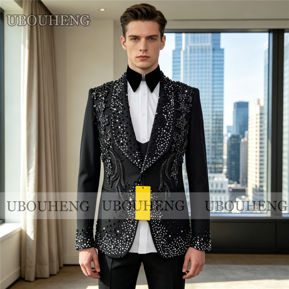 Luxury 3 Piece Men Suit Black  – обзор и цена Men Formal Wear Red