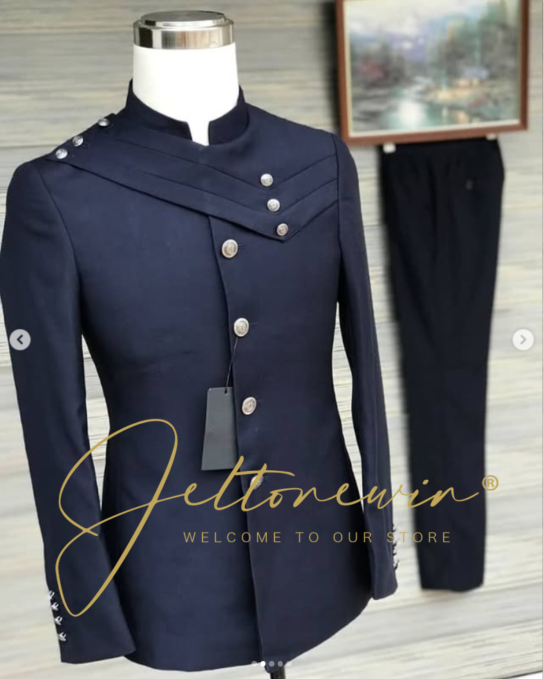 Men's Navy Blue Suit Set with  – обзор и цена Men'S Style Formal Wear