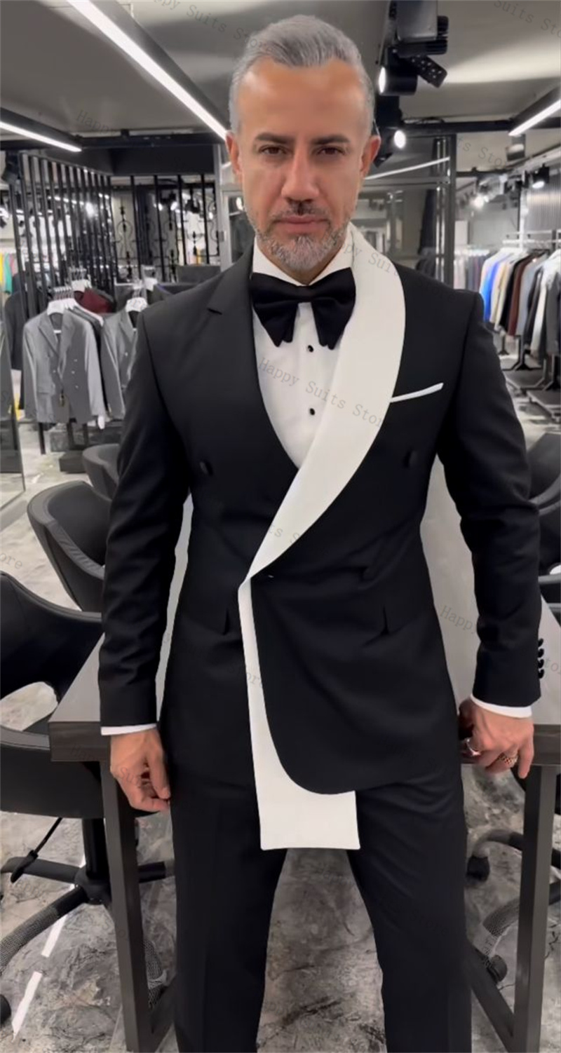 Black White Men Suit Set 2 Pie – обзор и цена Formal Wear Jersey For Men