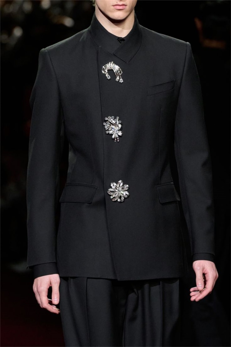 Black Crystals Men Suit Set 2  – обзор и цена Formal Wear Jersey For Men