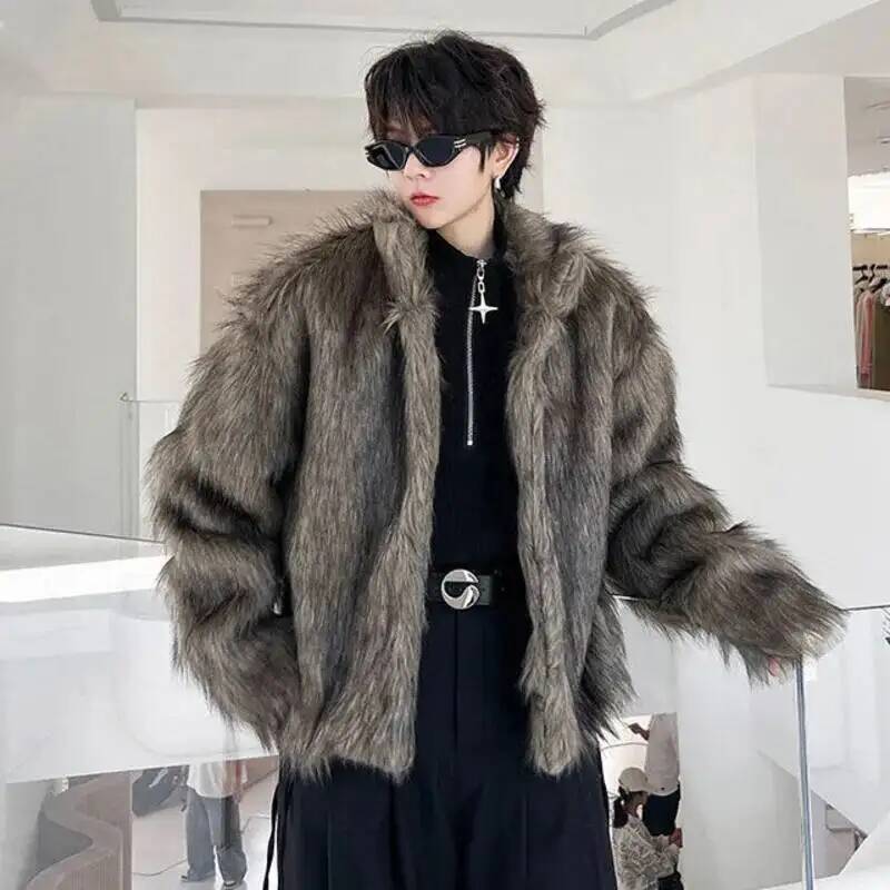 Korean Style Men's Faux Fur Ja – обзор и цена Men Formal Wear Coat