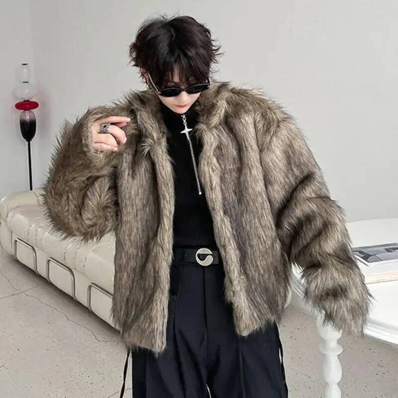 Korean Style Men's Faux Fur Ja – обзор и цена Men Formal Wear Coat