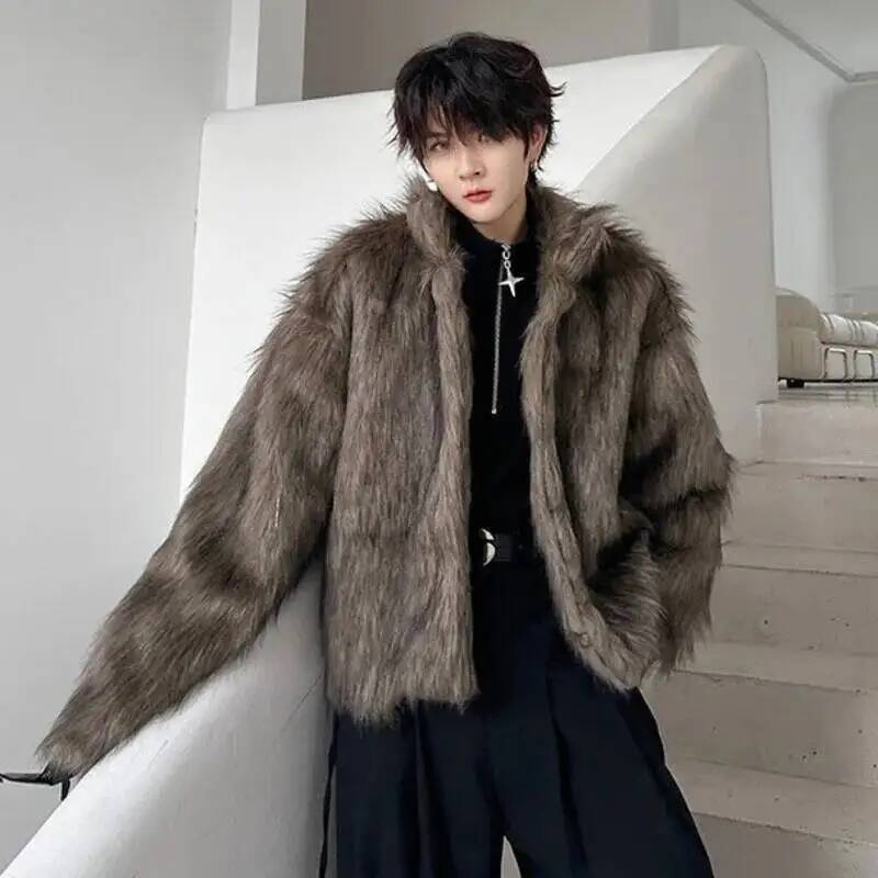 Korean Style Men's Faux Fur Ja – обзор и цена Men Formal Wear Coat