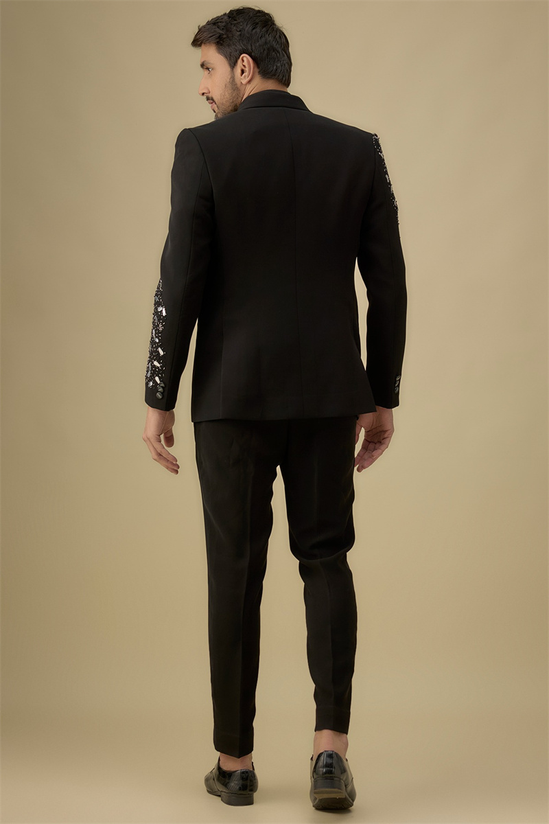Crystals Black Men Suit Set 2  – обзор и цена Formal Wear Jersey For Men