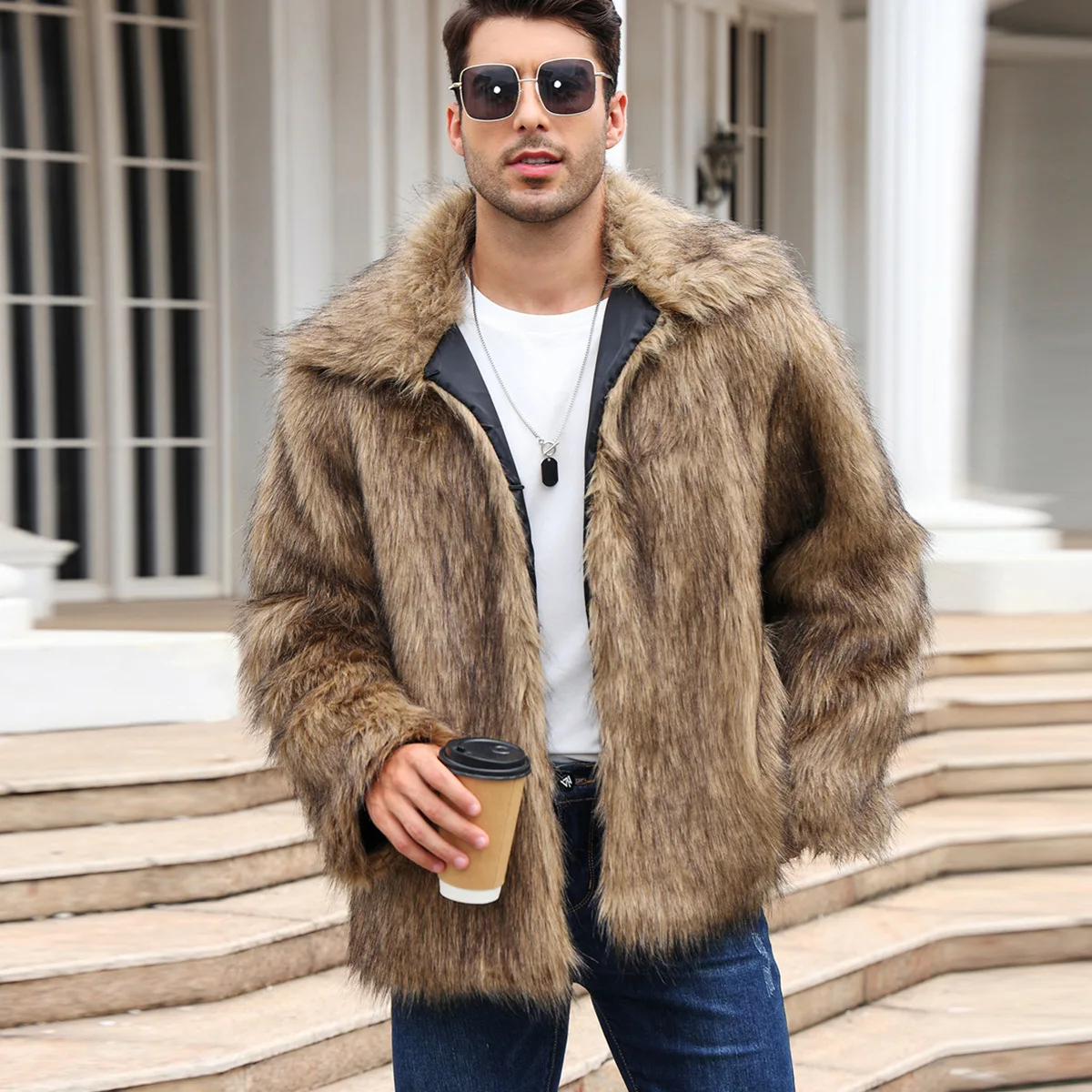 Men Faux Fox Fur Jacket Coat W – обзор и цена Men Formal Wear Coat