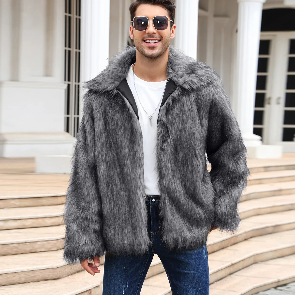 Men Faux Fox Fur Jacket Coat W – обзор и цена Men Formal Wear Coat