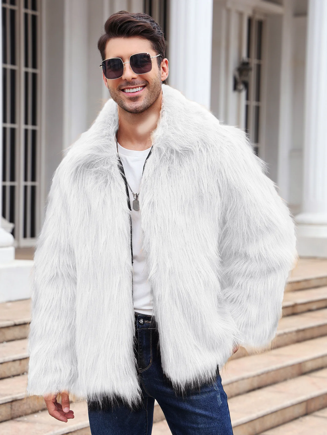 Men Faux Fox Fur Jacket Coat W – обзор и цена Men Formal Wear Coat