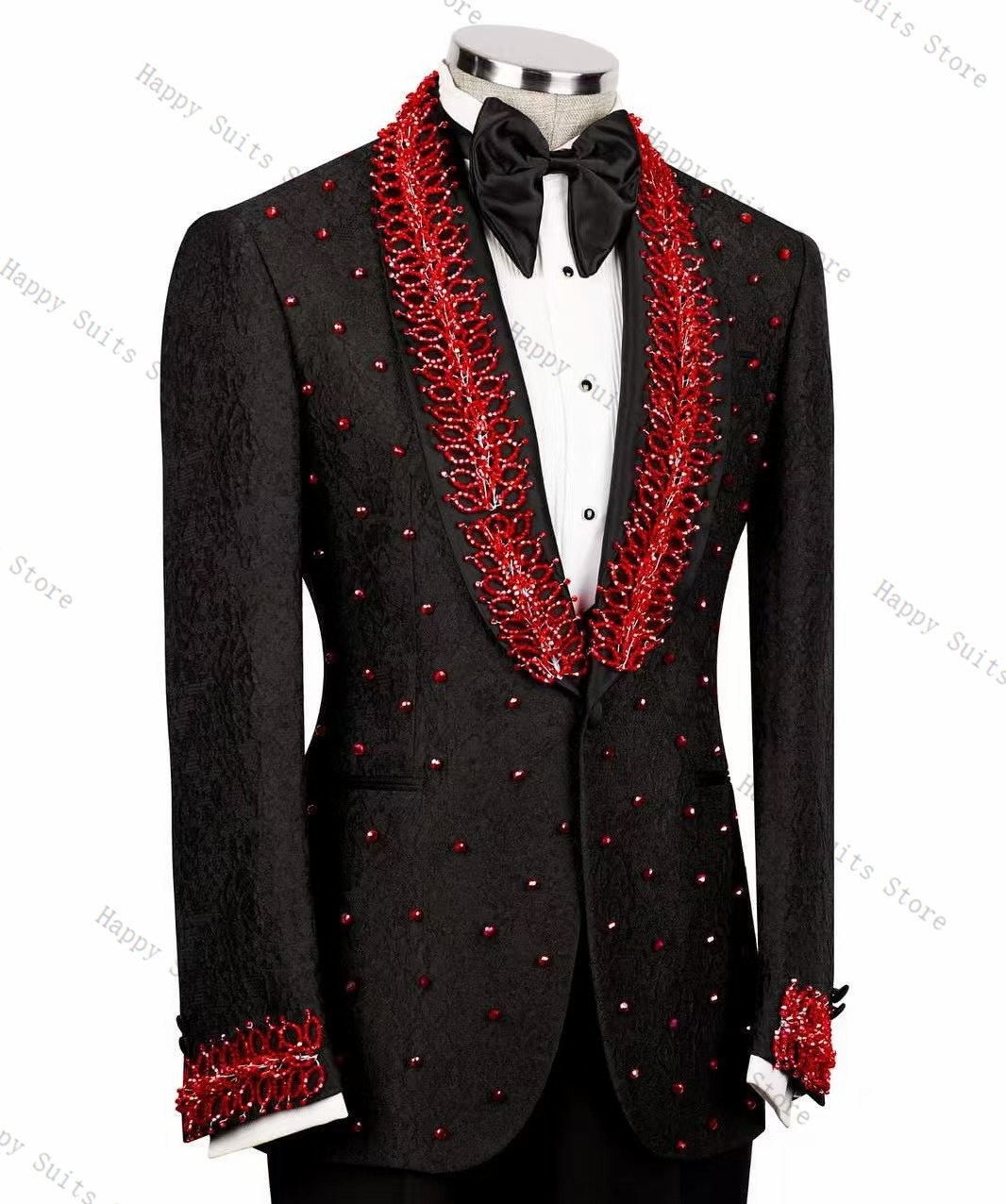Red Crystals Men Suit Set 2 Pc – обзор и цена Men Formal Wear Red