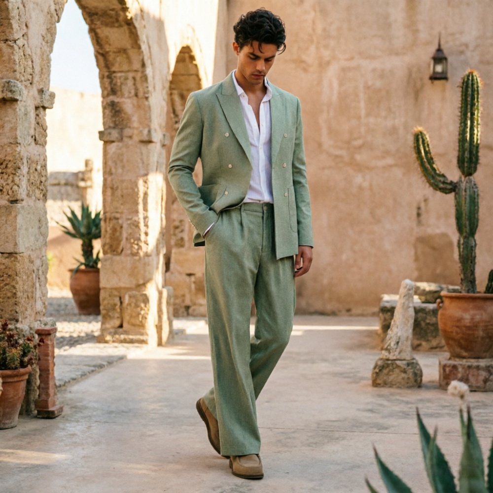 Sage Green Linen Men Suits Rel – обзор и цена Men Formal Wear Wedding Guest